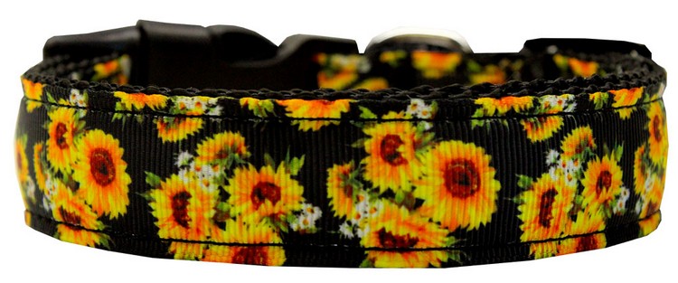 Sunflowers Nylon Dog Collar Large